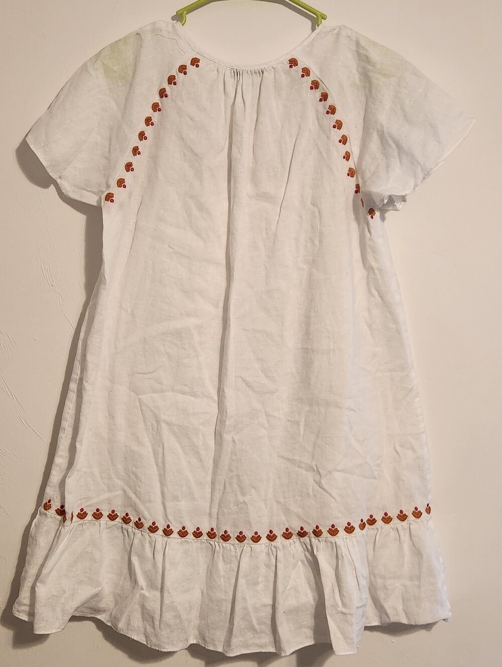 Madewell Embroidered Linen-Blend Raglan Ruffle Mini Dress - Picture 5 of 8